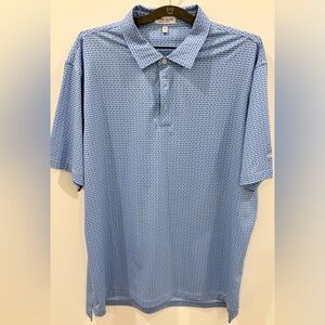 Peter Millar Light Blue Short Sleeve Polo with Micro Print